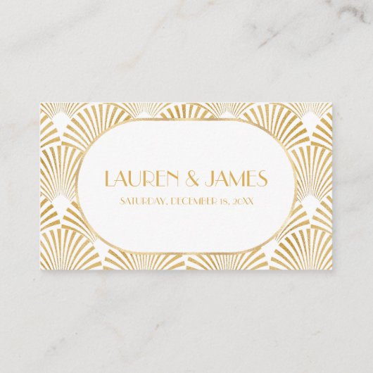Elegant Goud Wit Geometrische Art Deco Bruiloft Plaatskaartje (Achterkant)