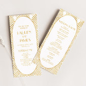 Elegant Goud Wit Geometrische Art Deco Bruiloft Programma