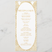 Elegant Goud Wit Geometrische Art Deco Bruiloft Programma (Achterkant)