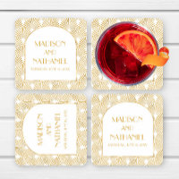 Elegant Goud Wit Geometrische Art Deco Bruiloft