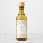 Elegant Goud Wit Geometrische Art Deco Bruiloft Wijn Etiket (Voorkant)