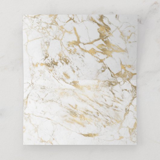 Elegant Goud Wit Marmer Bruiloft Plaats Kaart (Binnenkant ongevouwen)