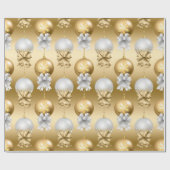 Elegant Goud Wit Metallic Kerstversieringen Cadeaupapier (Vlak)