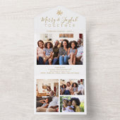 Elegant goud wit minimale fotocollage vakantie all in one uitnodiging (Binnen)