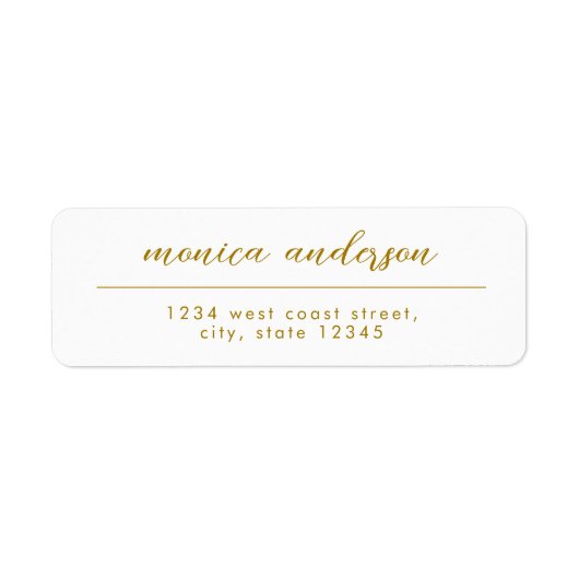 Elegant Goud Wit Minimalistisch Script Naam Etiket (Voorkant)