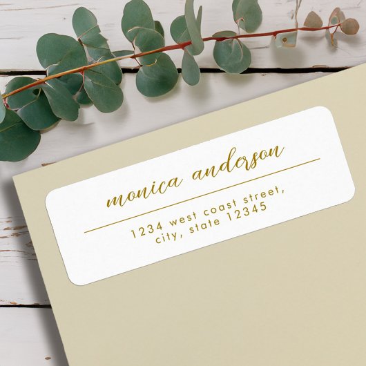 Elegant Goud Wit Minimalistisch Script Naam Etiket
