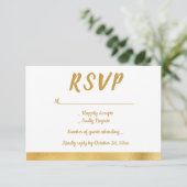 Elegant Goud & Wit RSVP Glam Bruiloft Partij (Staand voorkant)