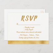 Elegant Goud & Wit RSVP Glam Bruiloft Partij Uitnodiging Briefkaart (Voorkant / Achterkant)
