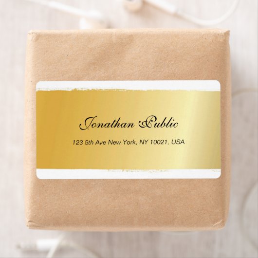 Elegant Goud Wit Script Professionele Verzending Etiket (Insitu)
