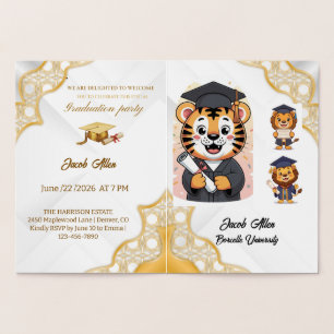 Elegant Goud & Witte Luxe Afstudeerfeest Folie Kaarten