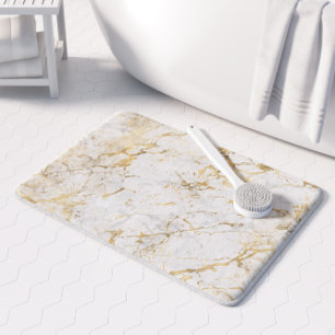 Elegant Goud Witte Nep Marmer Patroon Badmat