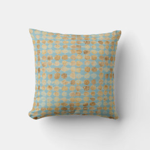 Elegant, Goud Zacht Blauw Stippenpatroon Kussen