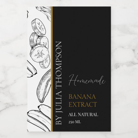 Elegant Goud Zelfgemaakte Banaan Extract Label Wijn Etiket (Enkel label)