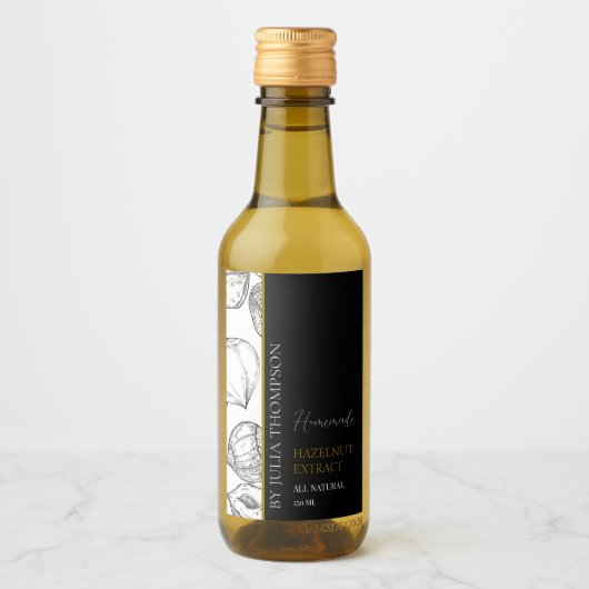 Elegant Goud Zelfgemaakte Hazelnoot Extract Label Wijn Etiket (Voorkant)