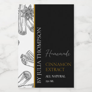 Elegant Goud Zelfgemaakte Kaneel Extract Label Wijn Etiket