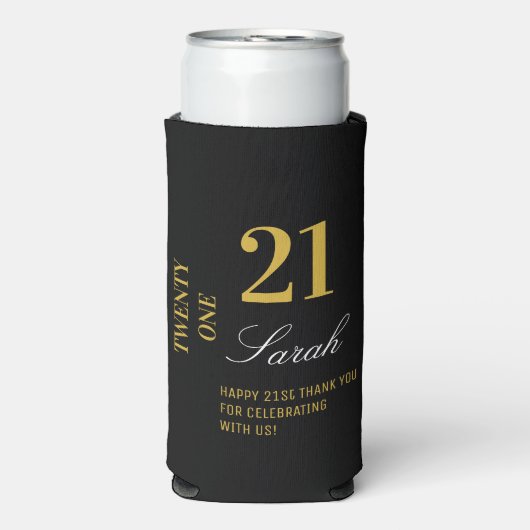 Elegant Goud & Zwart 21e Verjaardagsfeestje Cockta (Seltzer Voorkant)