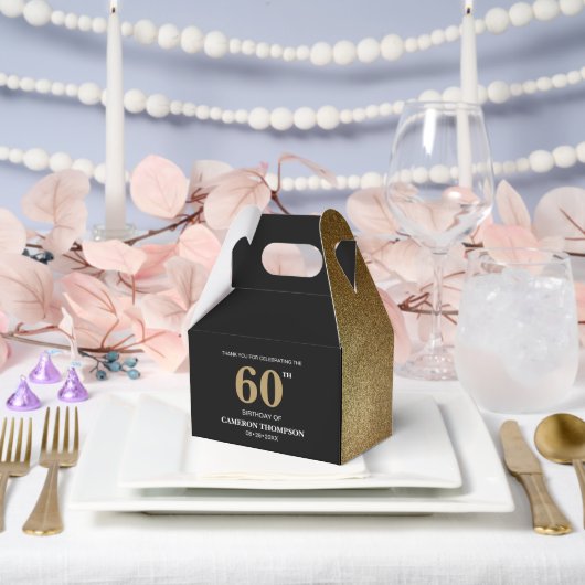 Elegant Goud Zwart custom 60ste verjaardag Bedankdoosjes (Huwelijk)