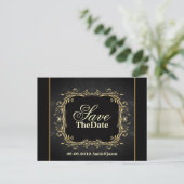 Elegant Goud zwart formele bruiloft save the date Aankondigingskaart (Staand voorkant)