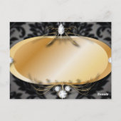 Elegant Goud zwart formele damask Bruiloft dank u Briefkaart (Achterkant)