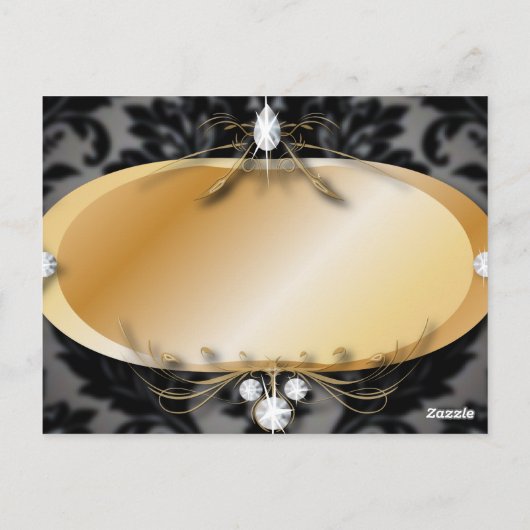 Elegant Goud zwart formele damask Bruiloft dank u Briefkaart (Achterkant)