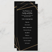 Elegant Goud & Zwart Geometrische Lijnen Bruiloft Programma (Voorkant / Achterkant)