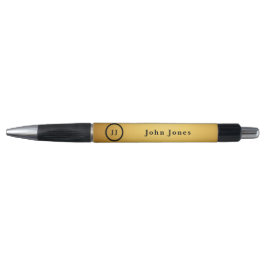 Elegant Goud Zwart Gepersonaliseerde Monogram Init Pen