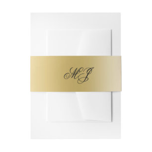 Elegant Goud Zwart Monogram Kalligrafie Initialen Uitnodigingen Wikkel