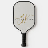 Elegant Goud Zwart Monogram Pickleball Paddle (Achterkant)