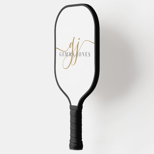 Elegant Goud Zwart Monogram Pickleball Paddle (Links)