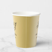 Elegant Goud Zwart Monogram Script Bruiloft Papieren Bekers (Rechts)