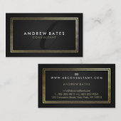 Elegant goud zwart professioneel modern monogram visitekaartje (Voorkant / Achterkant)