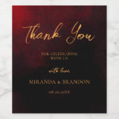 Elegant Goud Zwart Rood Bruiloft Wijn Etiket (Enkel label)