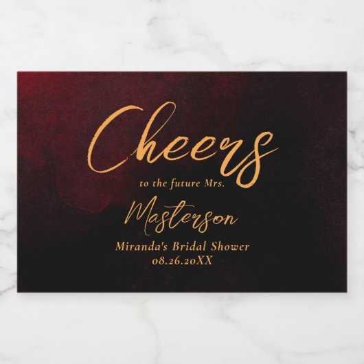 Elegant Goud Zwart Rood Vrijgezellenfeest Sparkling Wijnetiket (Enkel label)