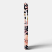 Elegant Goud Zwart Roze Bloemen Waterverf Monogram Case-Mate iPhone Case (Achterkant / Links)