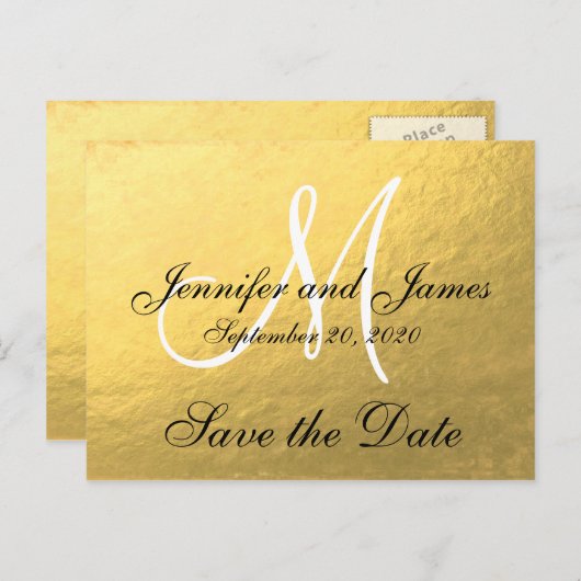 Elegant Goud Zwart Save the Date Aankondigingskaart (Voorkant / Achterkant)