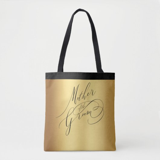 Elegant Goud Zwart Script Moeder van de bruidegom Draagtas (Voorkant)