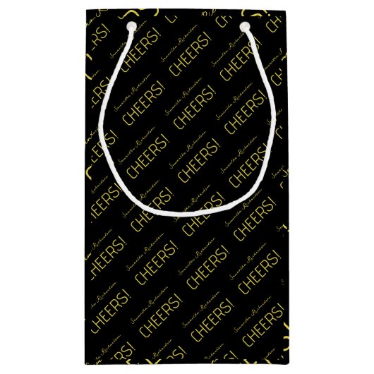 Elegant Goud Zwart script Naam Klein Cadeauzakje (Achterkant)
