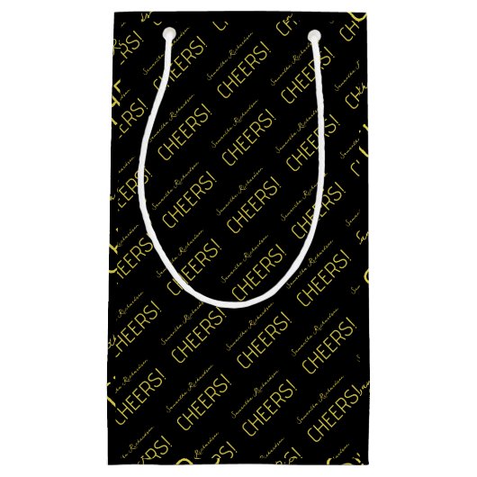 Elegant Goud Zwart script Naam Klein Cadeauzakje (Voorkant)