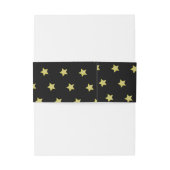 Elegant goud & zwart sterrenpatroon monogram uitnodigingen wikkel (Achterkant Voorbeeld)