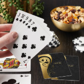 Elegant Goud Zwart Swirl Design Monogram Pokerkaarten (Insitu)