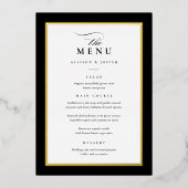 Elegant Goud Zwart-Wit Bruiloft Folie Menu's Folie Uitnodiging (Voorkant)