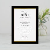 Elegant Goud Zwart-Wit Bruiloft Folie Menu's Folie Uitnodiging (Staand Voorkant)