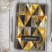 Elegant goud zwart zilver geometrische driehoeken notitieboek