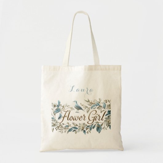 Elegant goudblauw Bloemenmeisje Tote Bag (Voorkant)