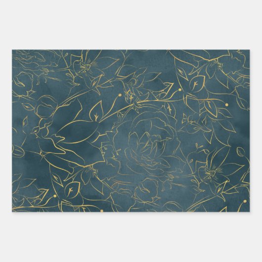 Elegant goudbloem inpakpapier vel (Voorkant 3)