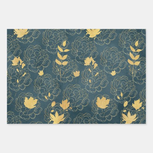 Elegant goudbloem inpakpapier vel (Voorkant 2)