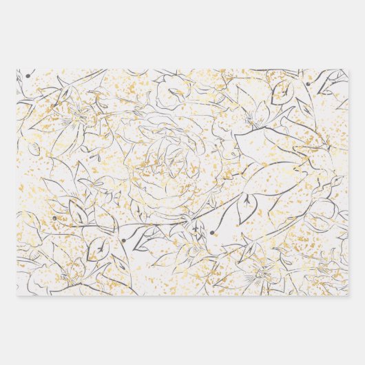 Elegant goudbloem inpakpapier vel (Voorkant)