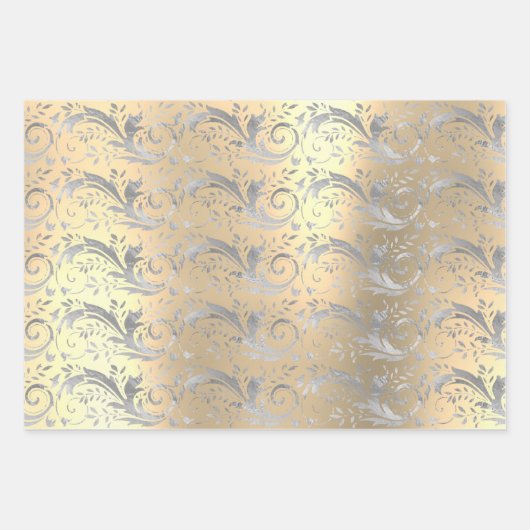 Elegant  gouddamaspatroon inpakpapier vel (Voorkant 3)