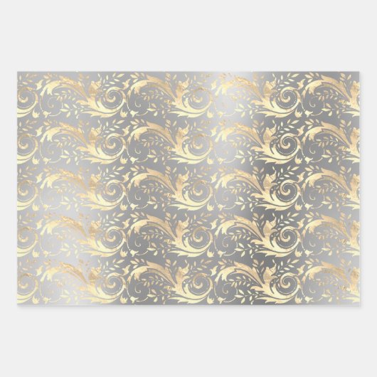 Elegant  gouddamaspatroon inpakpapier vel (Voorkant 2)