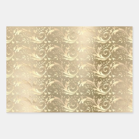 Elegant  gouddamaspatroon inpakpapier vel (Voorkant)